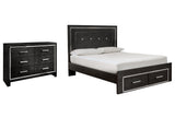 Kaydell Queen Panel Bed with Storage with Dresser in Black - PKG008319