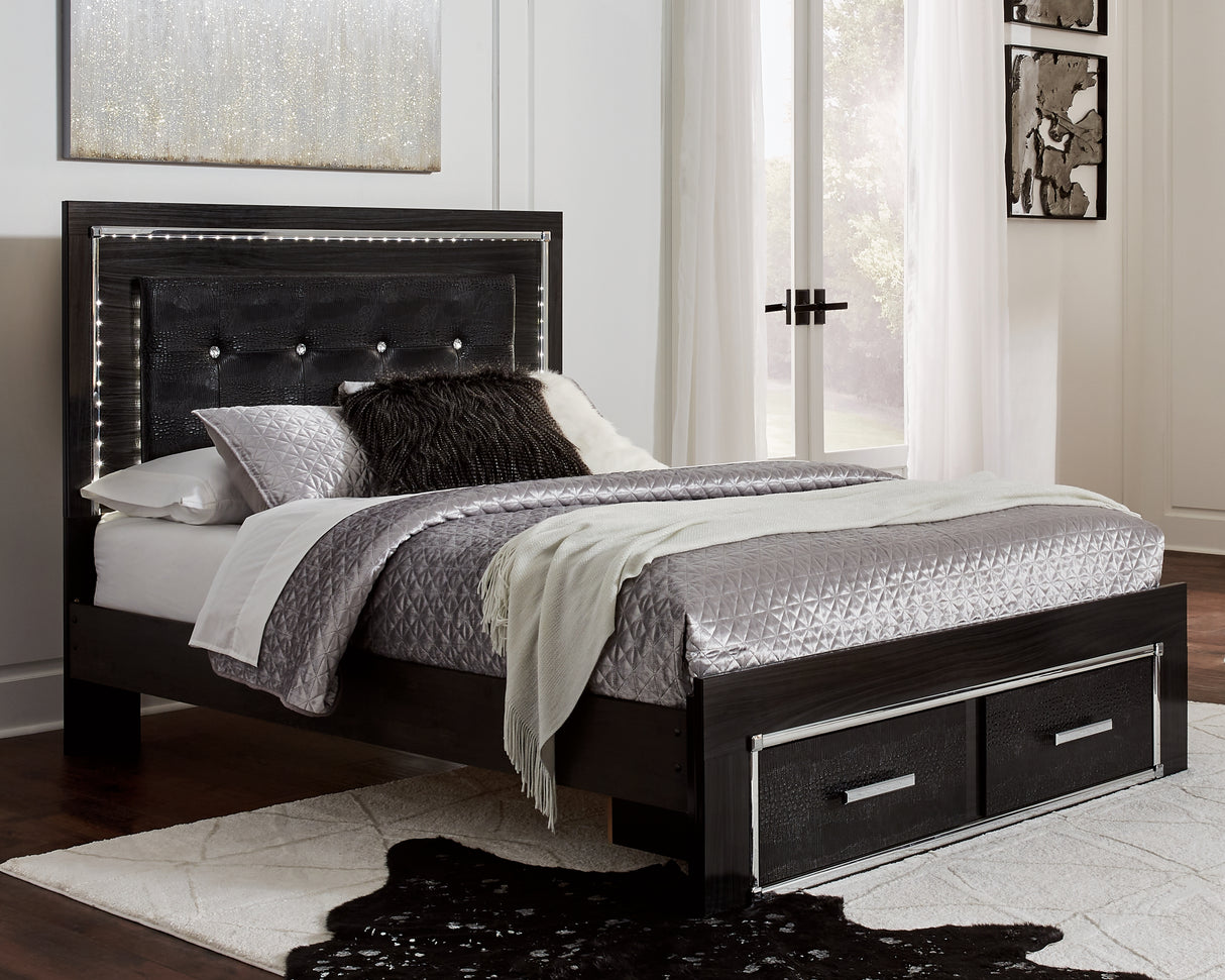 Kaydell Queen Panel Bed with Storage with Dresser in Black - PKG008319