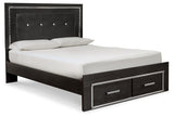 Kaydell Queen Panel Bed with Storage with Dresser in Black - PKG008319