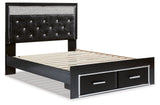 Kaydell Queen Upholstered Panel Storage Platform Bed with Dresser in Black - PKG014245