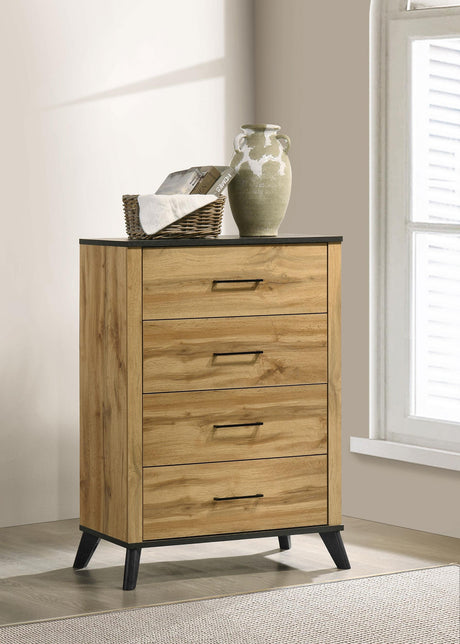 Kaywood 4-drawer Bedroom Chest of Drawers Natural Pine from Coaster - Luna Furniture