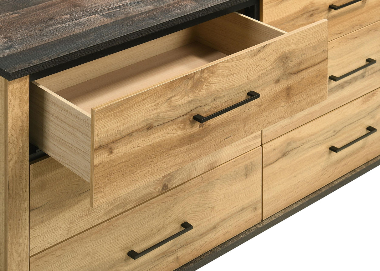 Kaywood 6-drawer Dresser and Mirror Natural Pine from Coaster - Luna Furniture