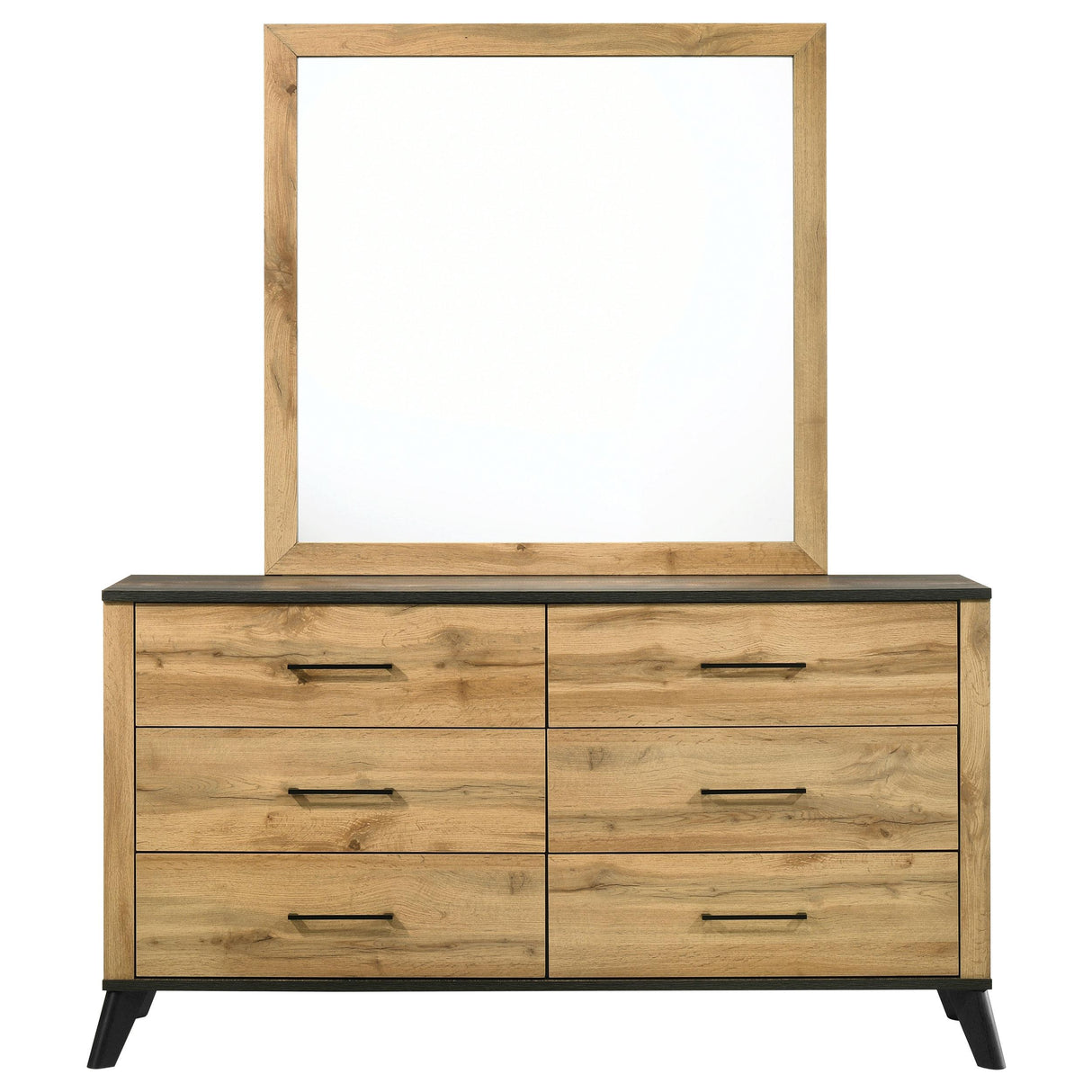 Kaywood 6-drawer Dresser and Mirror Natural Pine from Coaster - Luna Furniture