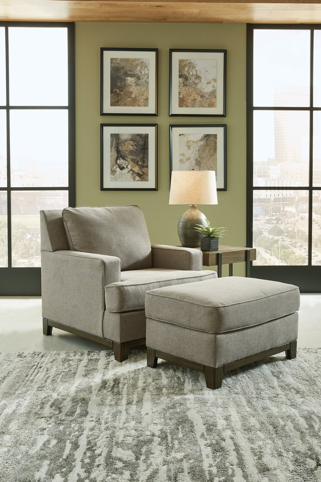 Kaywood Chair and Ottoman in Granite - PKG010980