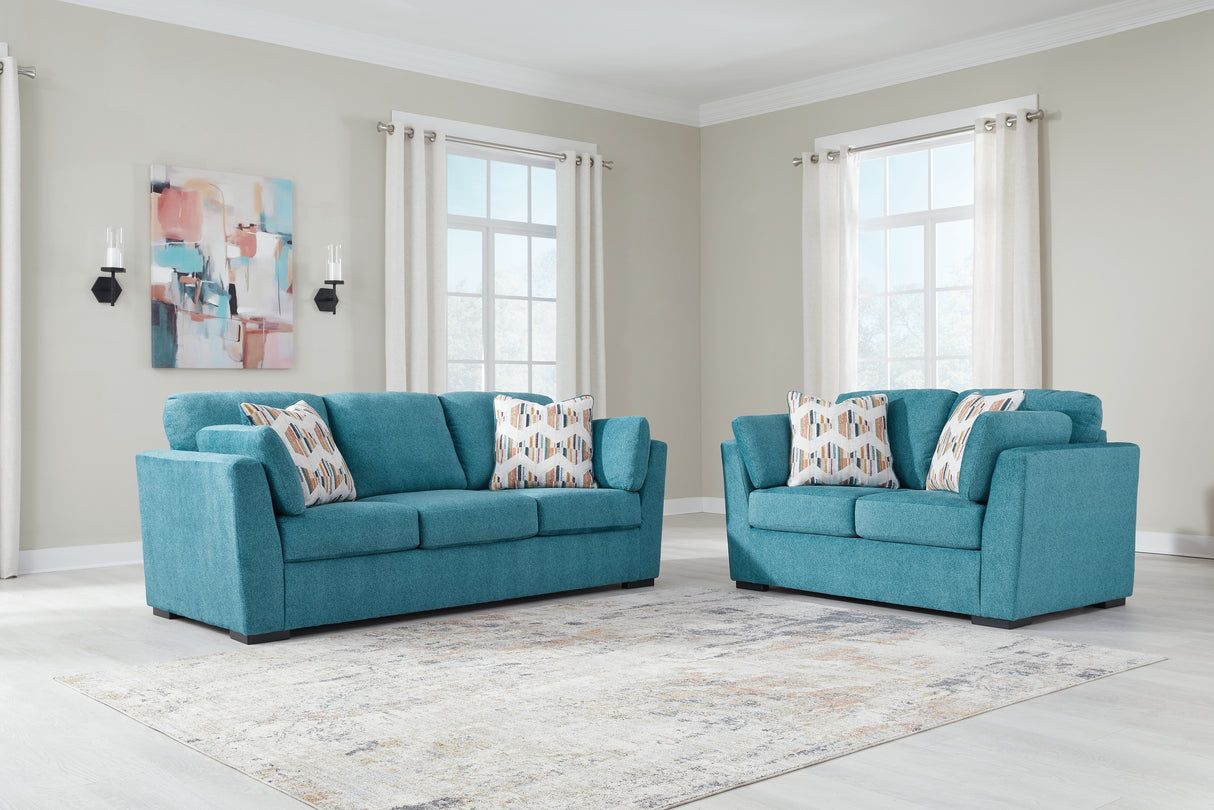 Keerwick Sofa and Loveseat in Teal - PKG018550