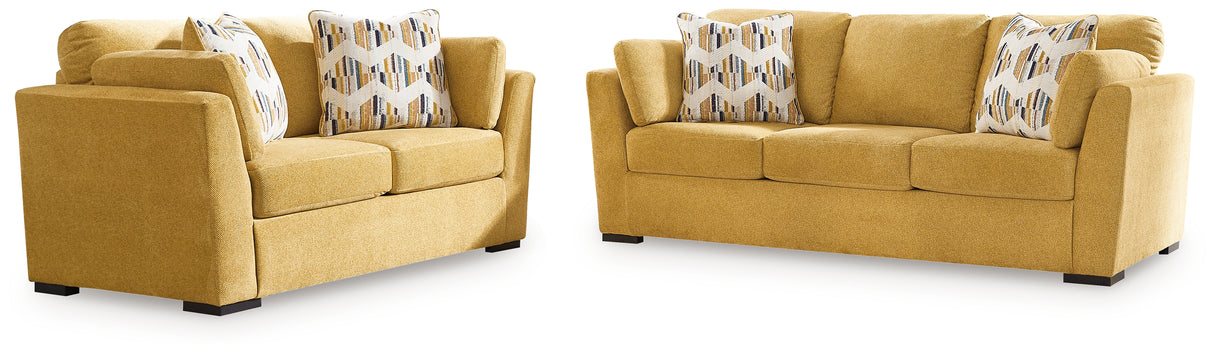 Keerwick Sofa, Loveseat, Chair and Ottoman in Sunflower - PKG018548