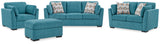 Keerwick Sofa, Loveseat, Chair and Ottoman in Teal - PKG018551