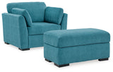 Keerwick Sofa, Loveseat, Chair and Ottoman in Teal - PKG018551