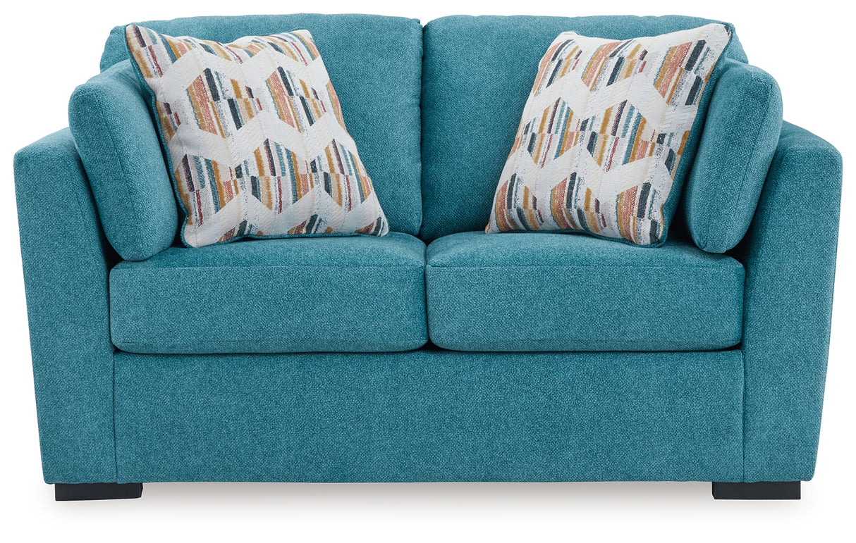 Keerwick Sofa, Loveseat, Chair and Ottoman in Teal - PKG018551