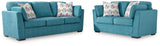 Keerwick Sofa, Loveseat, Chair and Ottoman in Teal - PKG018551