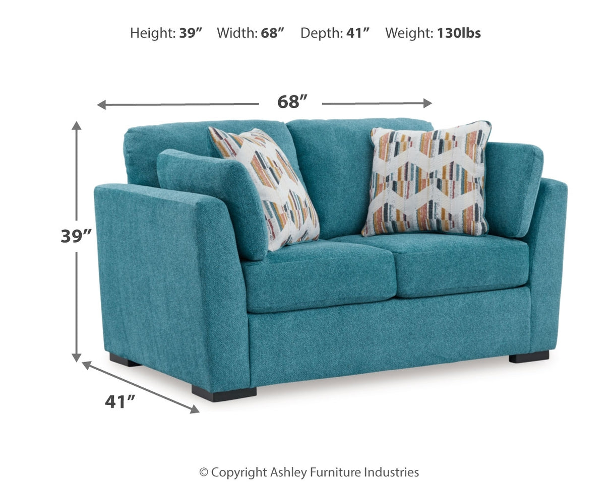 Keerwick Sofa, Loveseat, Chair and Ottoman in Teal - PKG018551