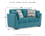 Keerwick Sofa, Loveseat, Chair and Ottoman in Teal - PKG018551