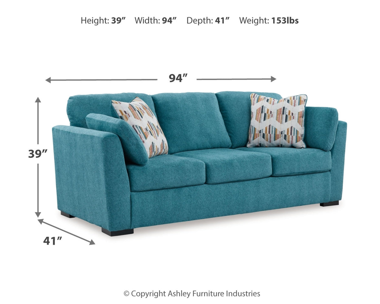 Keerwick Sofa, Loveseat, Chair and Ottoman in Teal - PKG018551