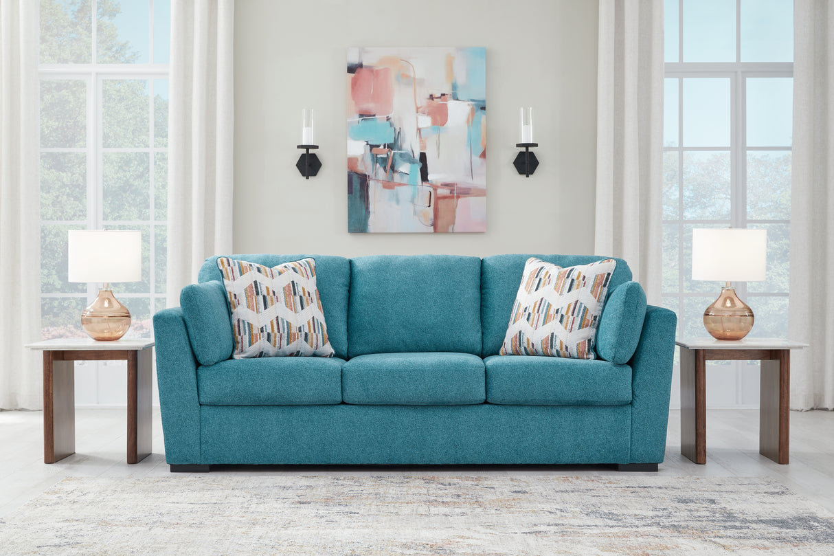 Keerwick Sofa, Loveseat, Chair and Ottoman in Teal - PKG018551