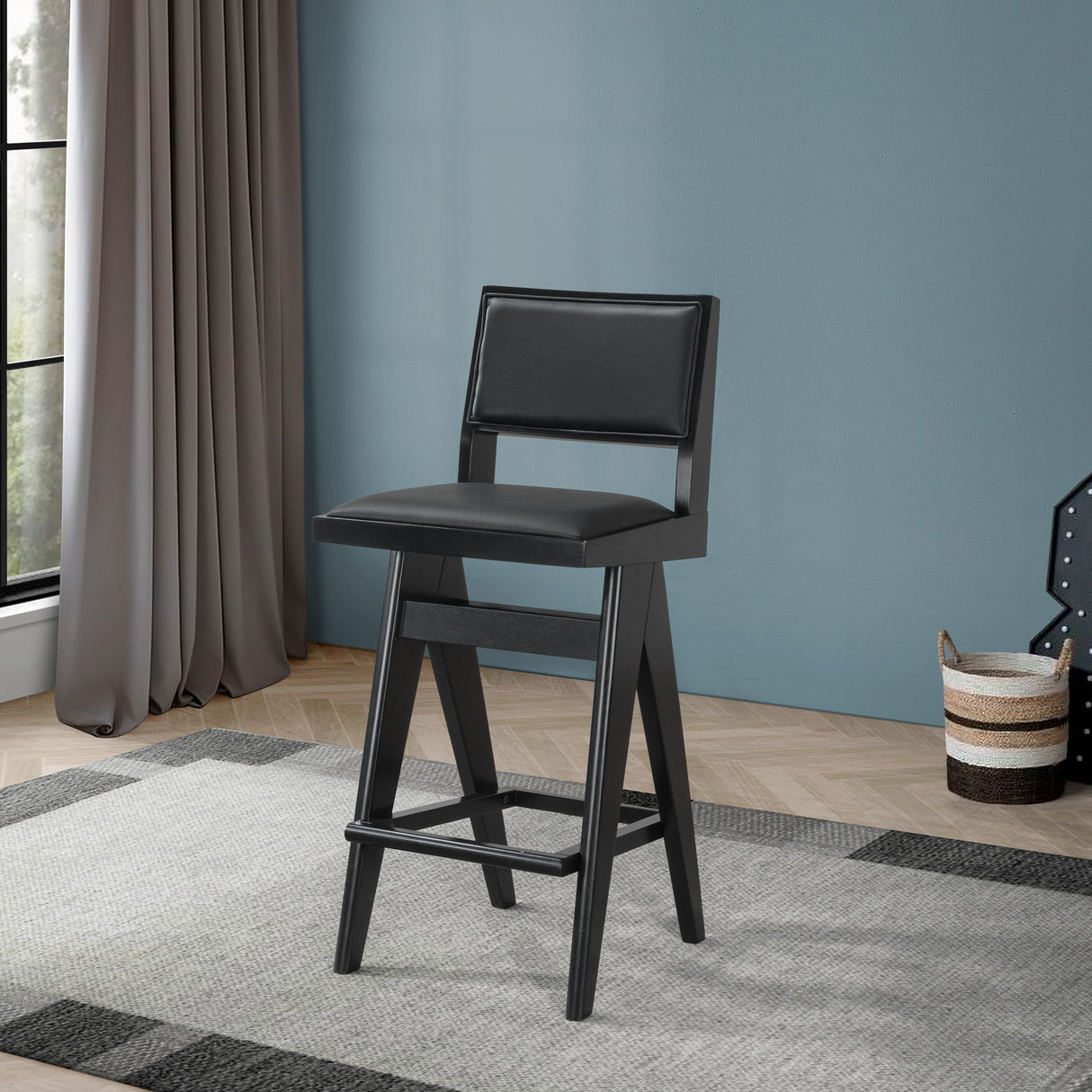 Keira Black PU Bar Stool (Set of 2) - STL00801101