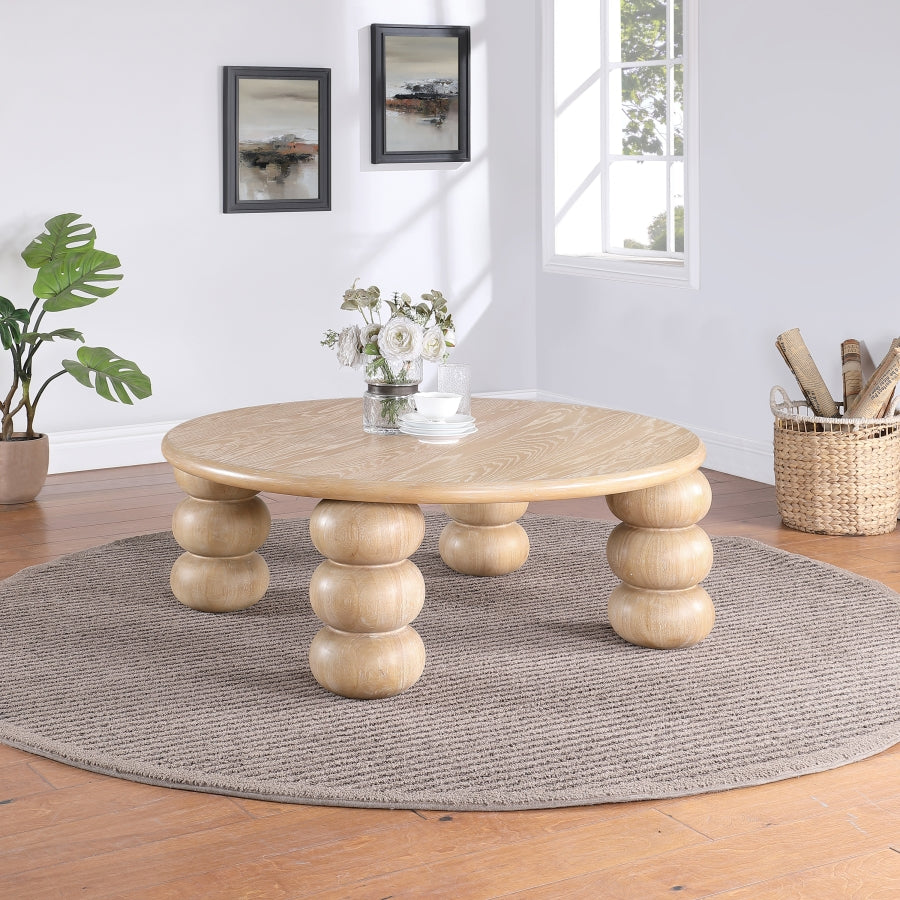 Kelvin Rubberwood and Oak Veneer Coffee Table in Natural from Meridian - Luna Furniture