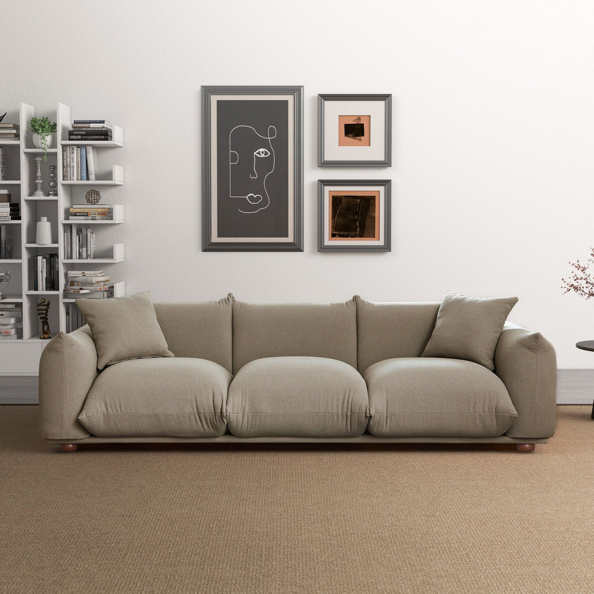 Kely 100'' Mocha Boucle Upholstered Sofa - SOF00300102