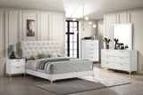 Kendall White/Gold Upholstered Panel Bedroom Set from Coaster - Luna Furniture