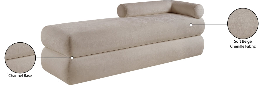 Kennedy Chenille Fabric Bench in Beige from Meridian - Luna Furniture