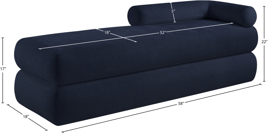 Kennedy Chenille Fabric Bench in Blue from Meridian - Luna Furniture