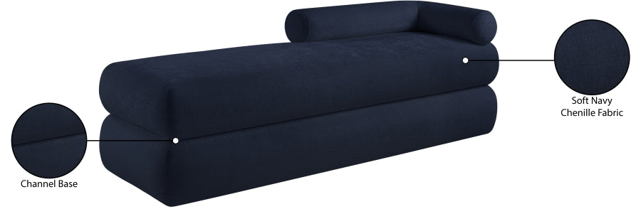 Kennedy Chenille Fabric Bench in Blue from Meridian - Luna Furniture