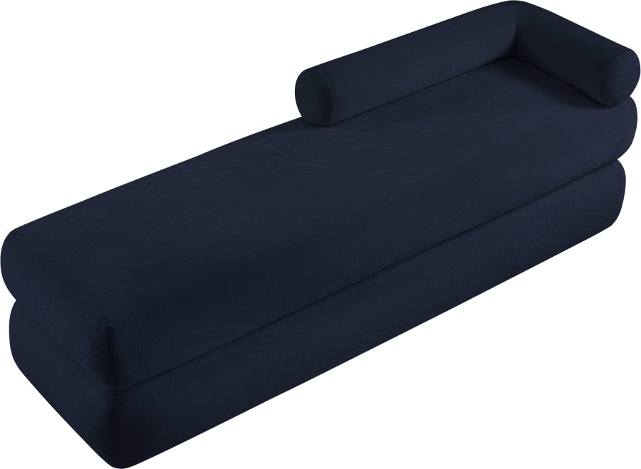 Kennedy Chenille Fabric Bench in Blue from Meridian - Luna Furniture