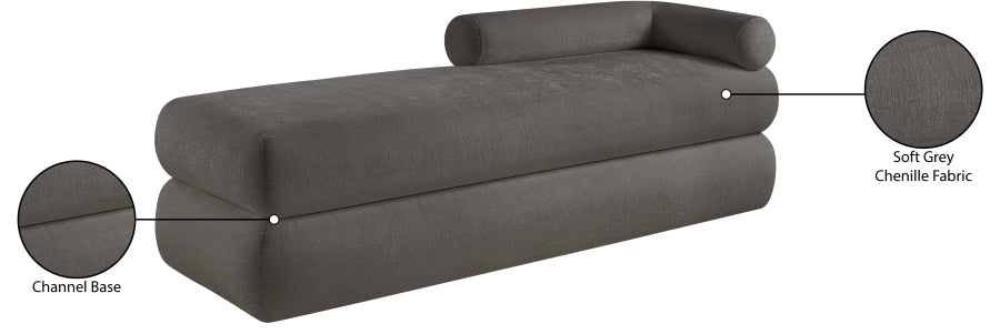 Kennedy Chenille Fabric Bench in Grey from Meridian - Luna Furniture