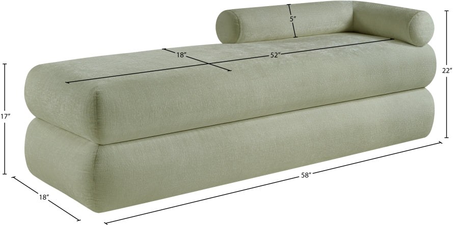 Kennedy Chenille Fabric Bench in Mint from Meridian - Luna Furniture