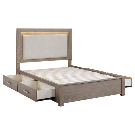 Kenora 56-inch California King LED Storage Bed Barley Brown from Coaster - Luna Furniture