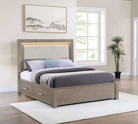 Kenora 56-inch California King LED Storage Bed Barley Brown from Coaster - Luna Furniture