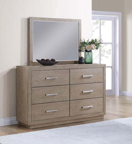 Kenora 6-drawer Dresser and Mirror Barley Brown from Coaster - Luna Furniture