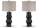 Kerbert 2-Piece Table Lamp Set in Distressed Black from Ashley - Luna Furniture