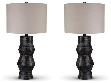 Kerbert 2-Piece Table Lamp Set in Distressed Black from Ashley - Luna Furniture