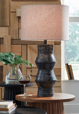 Kerbert 2-Piece Table Lamp Set in Distressed Black from Ashley - Luna Furniture