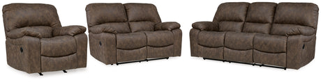 Kilmartin Sofa, Loveseat and Recliner in Chocolate - PKG015106