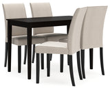 Kimonte Dining Table and 4 Chairs in Dark Brown - PKG013925