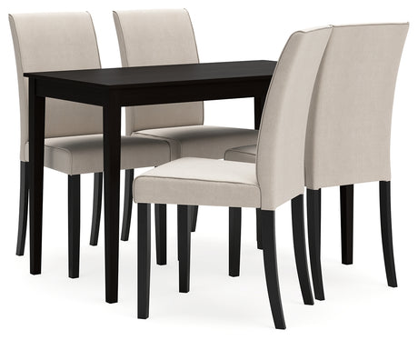 Kimonte Dining Table and 4 Chairs in Dark Brown - PKG013925