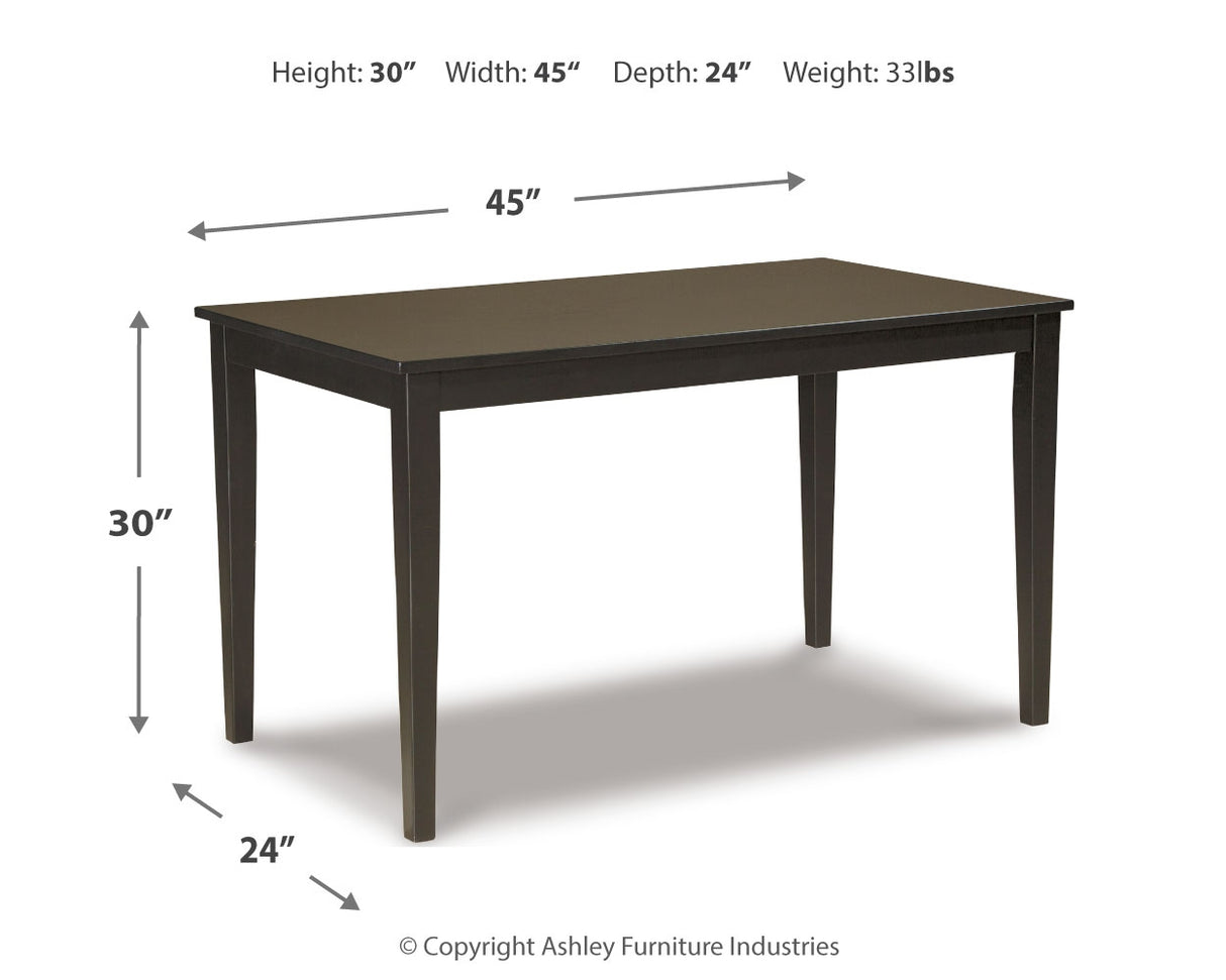 Kimonte Dining Table and 4 Chairs in Dark Brown - PKG013925