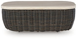 Kimora Beige/Dark Brown Outdoor Coffee Table from Ashley - Luna Furniture