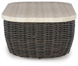 Kimora Beige/Dark Brown Outdoor Coffee Table from Ashley - Luna Furniture