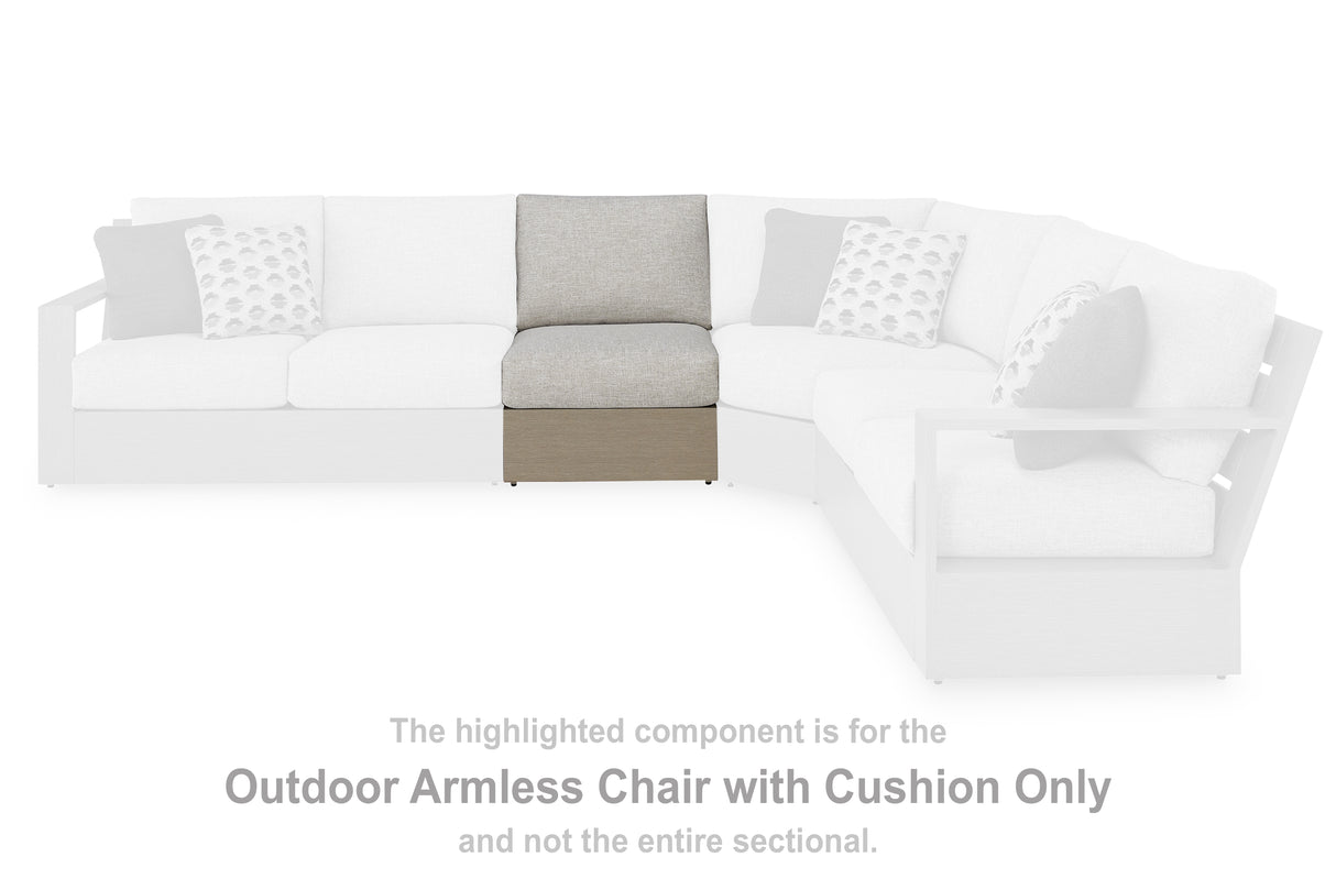 Kimpton Isle Brown/Beige Outdoor Armless Chair with Cushion from Ashley - Luna Furniture