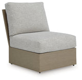 Kimpton Isle Brown/Beige Outdoor Armless Chair with Cushion from Ashley - Luna Furniture