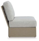 Kimpton Isle Brown/Beige Outdoor Armless Chair with Cushion from Ashley - Luna Furniture