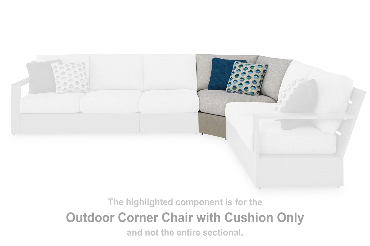 Kimpton Isle Brown/Beige Outdoor Corner Chair with Cushion from Ashley - Luna Furniture