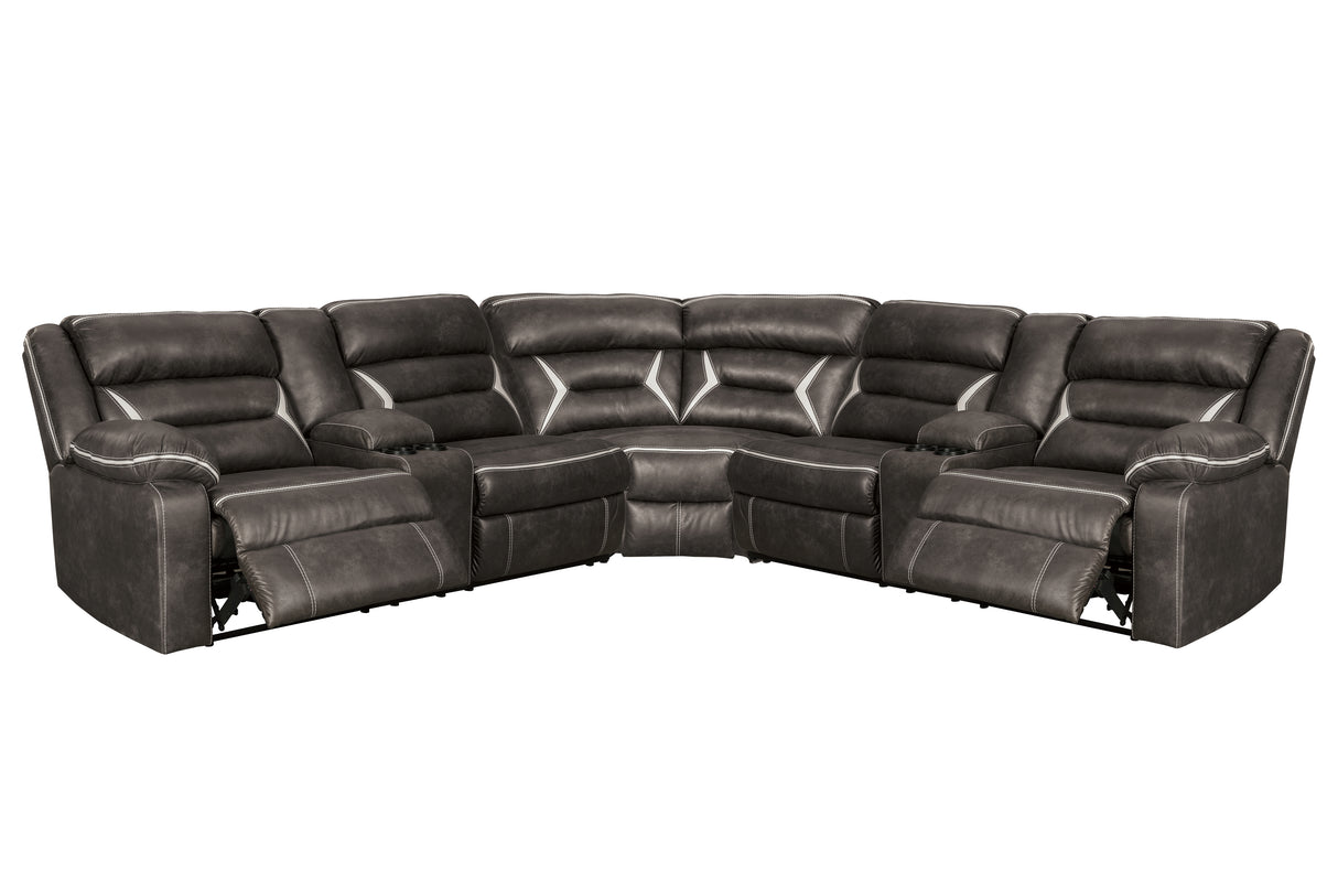 Kincord 3-Piece Sectional with Recliner in Midnight - PKG000835