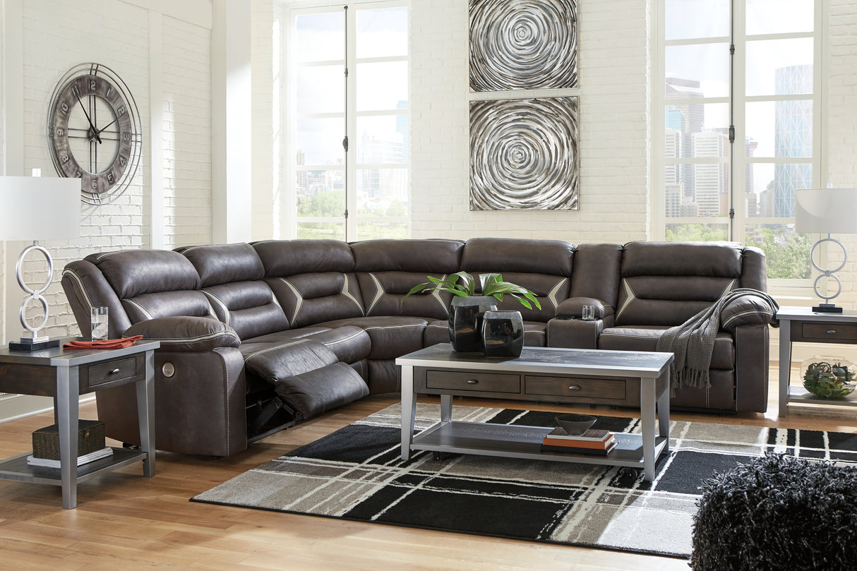 Kincord 4-Piece Sectional with Recliner in Midnight - PKG000833