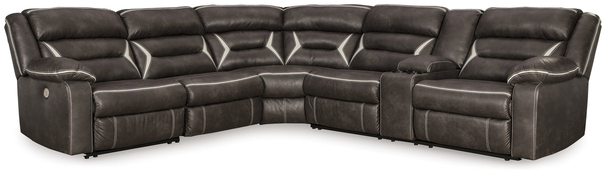 Kincord 4-Piece Sectional with Recliner in Midnight - PKG000833