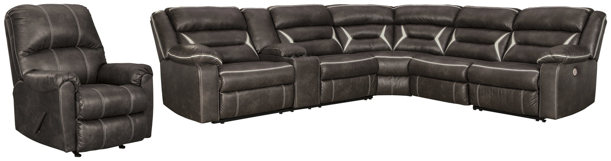 Kincord 4-Piece Sectional with Recliner in Midnight - PKG000834