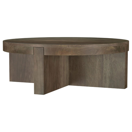 Kinkaid Round Solid Mango Wood Coffee Table Brown from Coaster - Luna Furniture