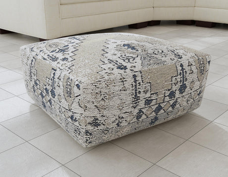 Kira Jacquard Woven Fabric Printed Pouf from Steve Silver - Luna Furniture